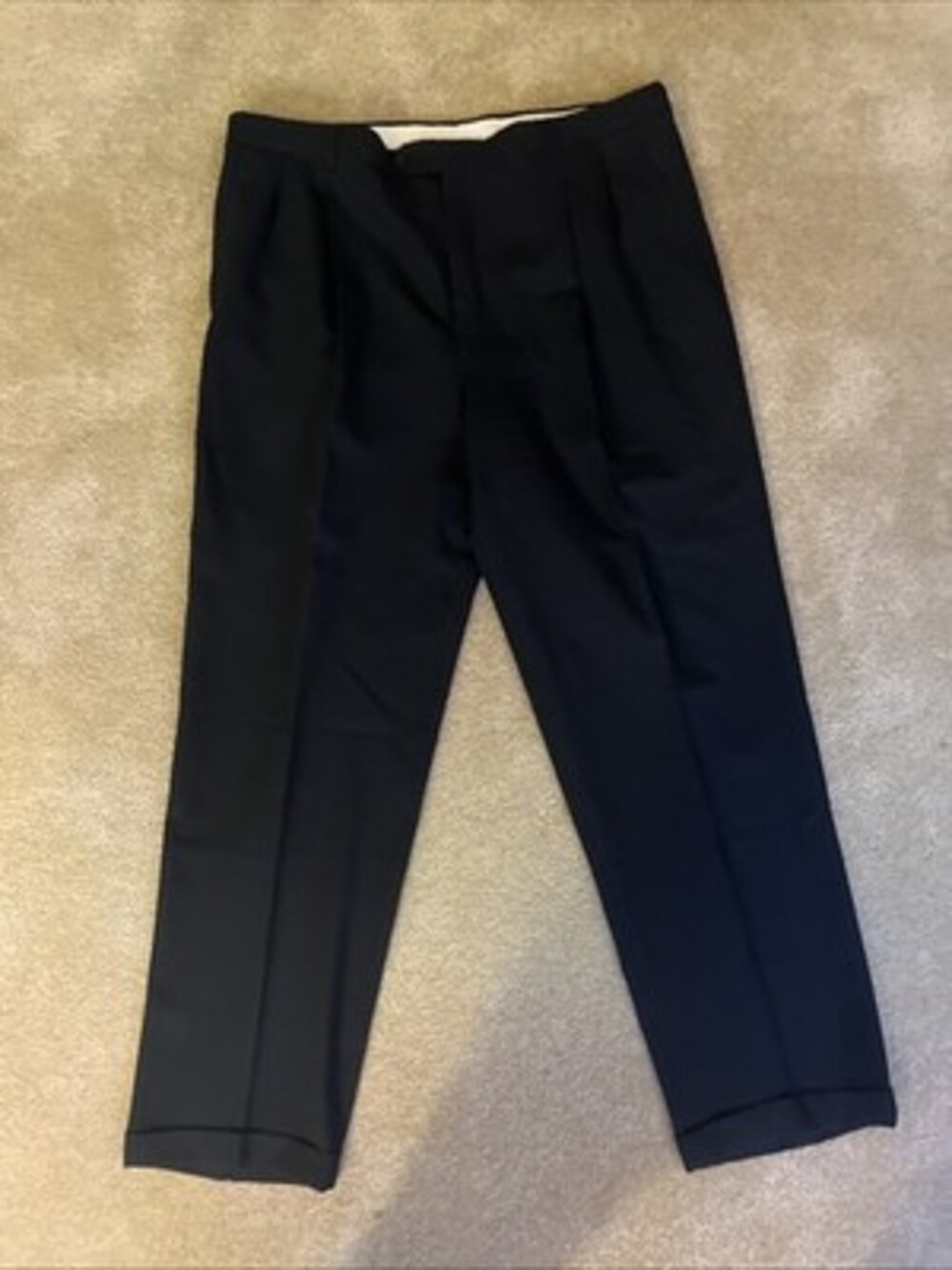 Hart Schaffner Marx 40x31 Black Super 100’s Pleated Cuffed Mens Pants